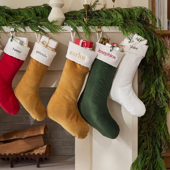 West Elm Large Velvet Stocking - Ivory - Picture 4 of 4